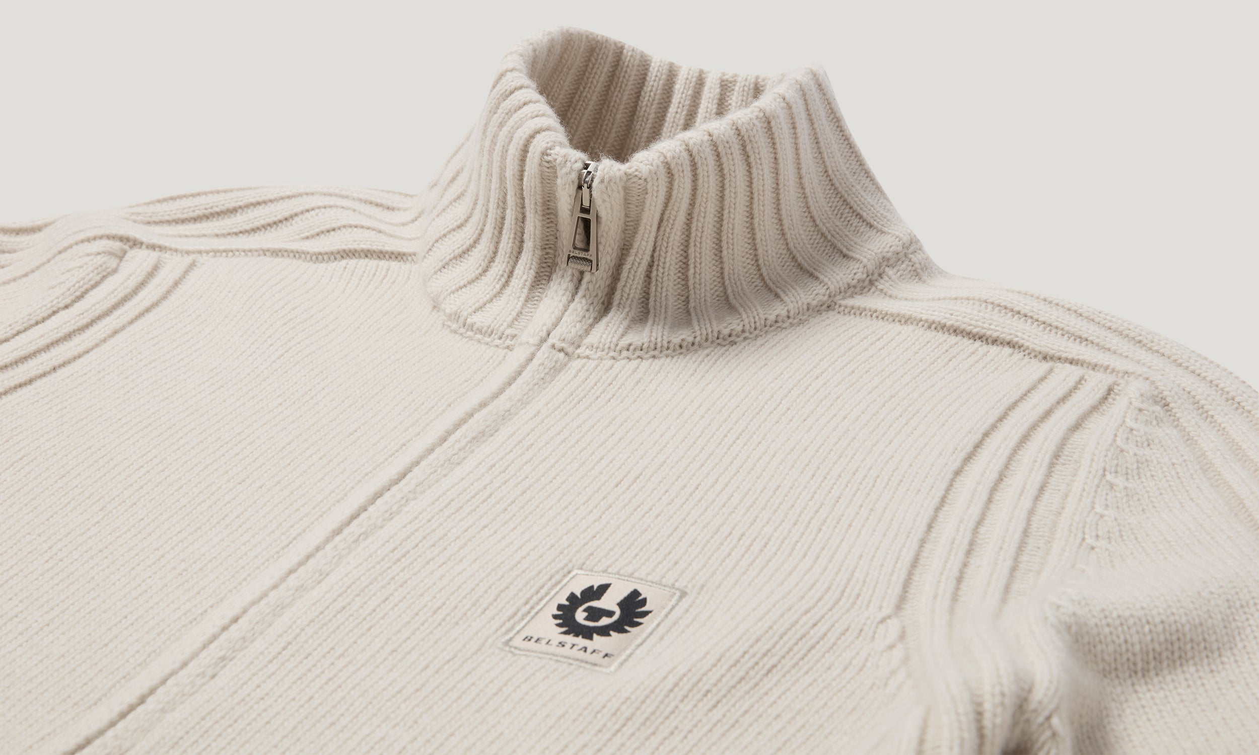 WATCH ZIP CARDIGAN - Pale Stone