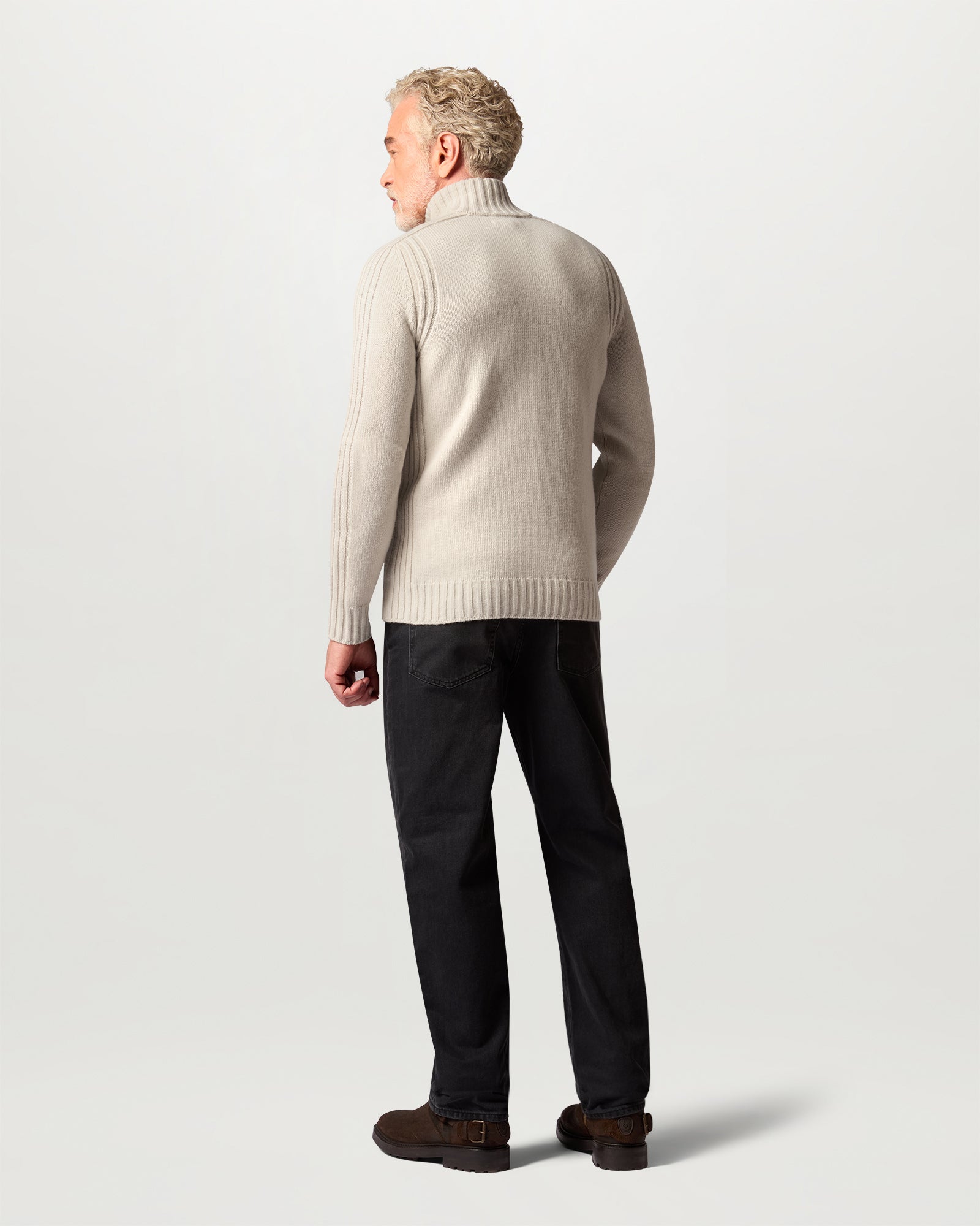 WATCH ZIP CARDIGAN - Pale Stone