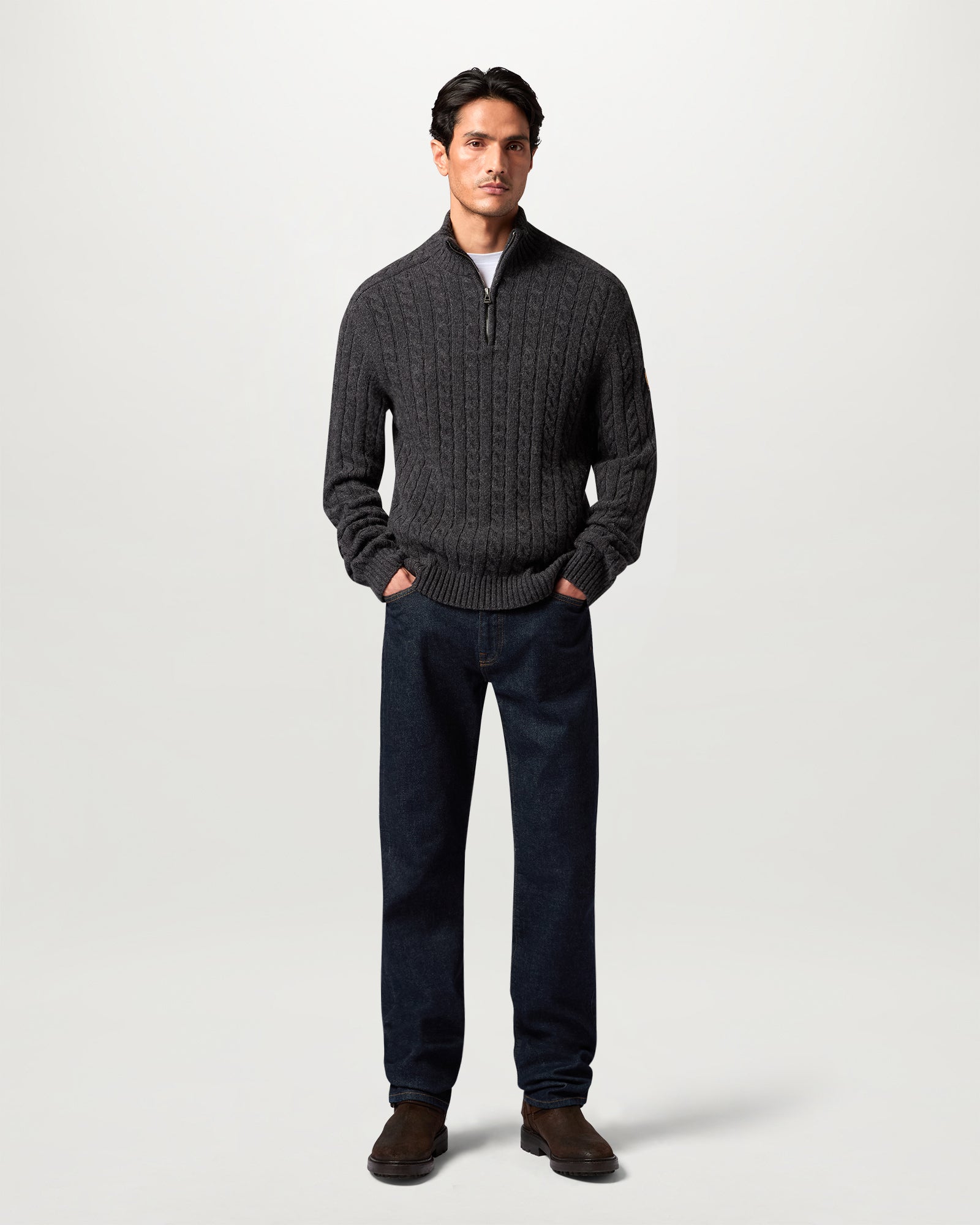 WESTPORT QUARTER ZIP - Charcoal Melange