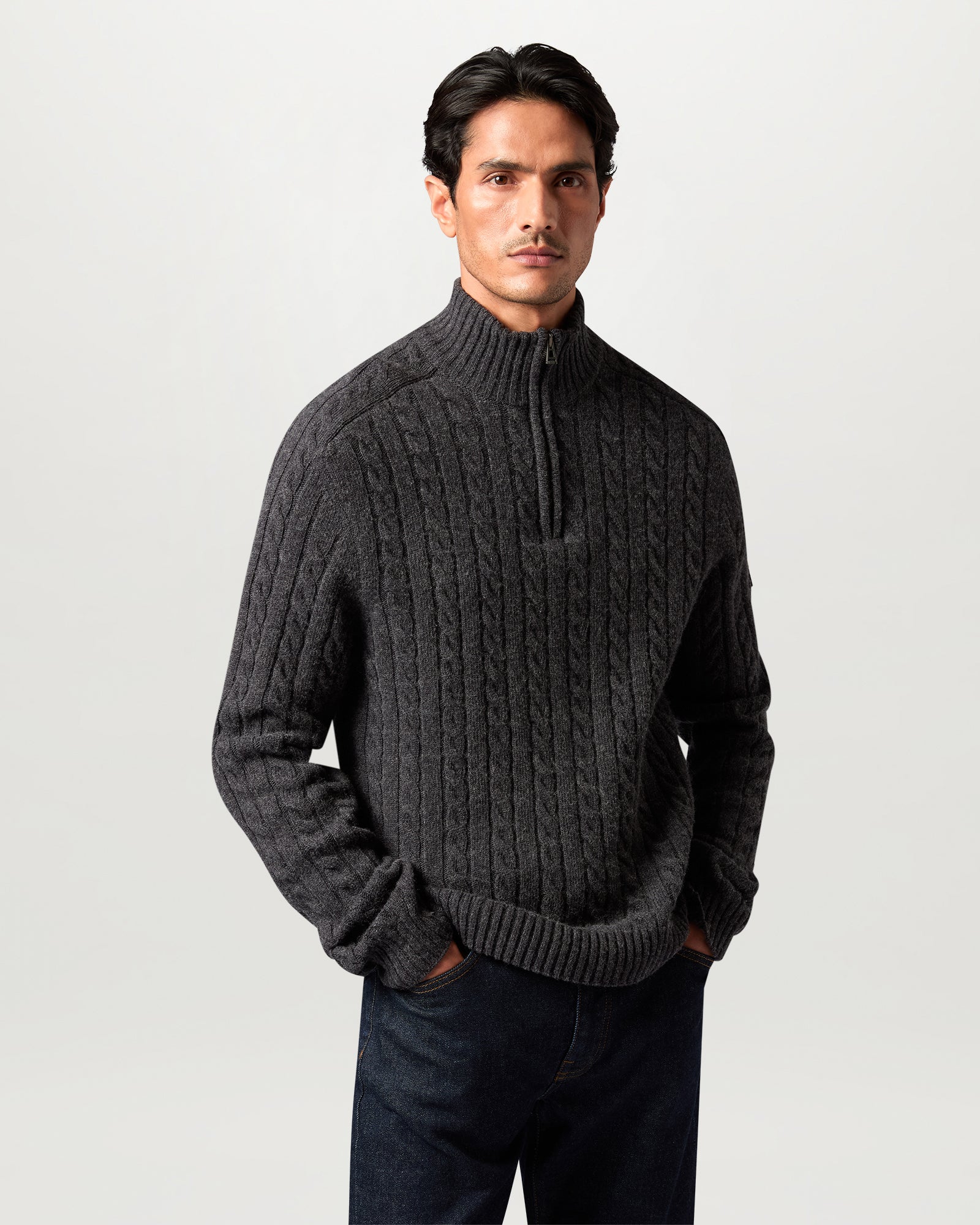 WESTPORT QUARTER ZIP - Charcoal Melange